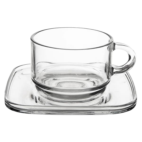Glaskop med underkop 250 ml 6 stk.
