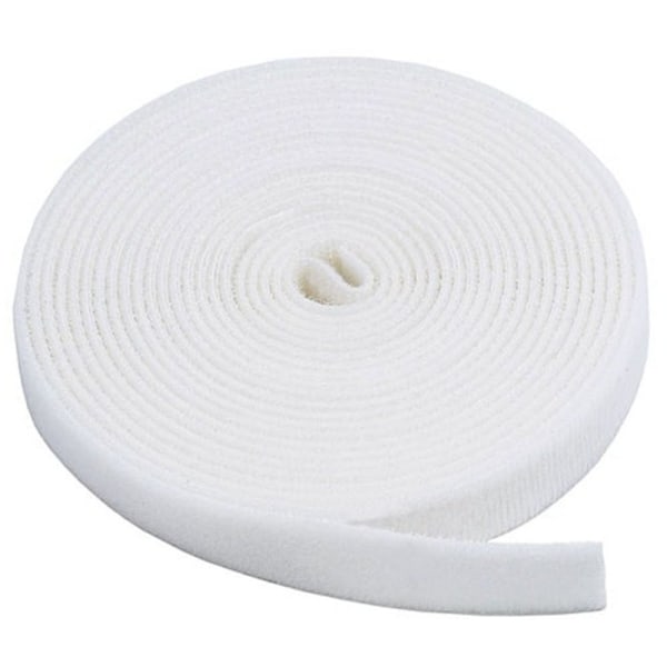 DELTACO Hook And Loop - Velcro, 10 mm, hvid, 5 m