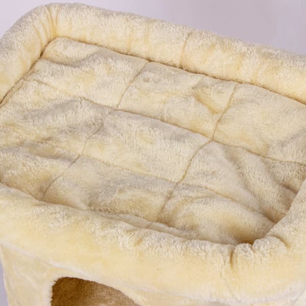 Kradsetræ med hule og platform, beige, 60 cm