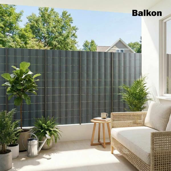 Set med insynsskyddande staketremsor, UV-resistenta, vattentäta, 35m x 19cm, grå