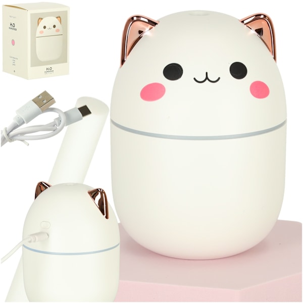 Luftfugter olie diffuser kitty hvid