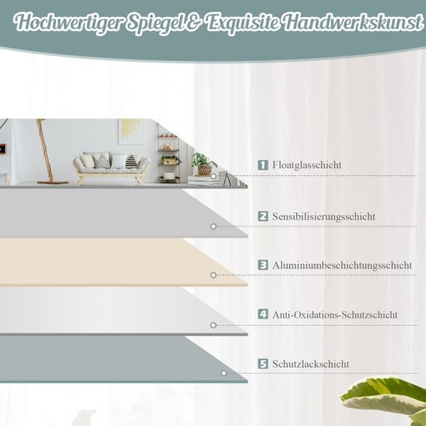 Hellängd rektangulär vägg/hellängdsspegel med fasad kant 110 x 38 cm