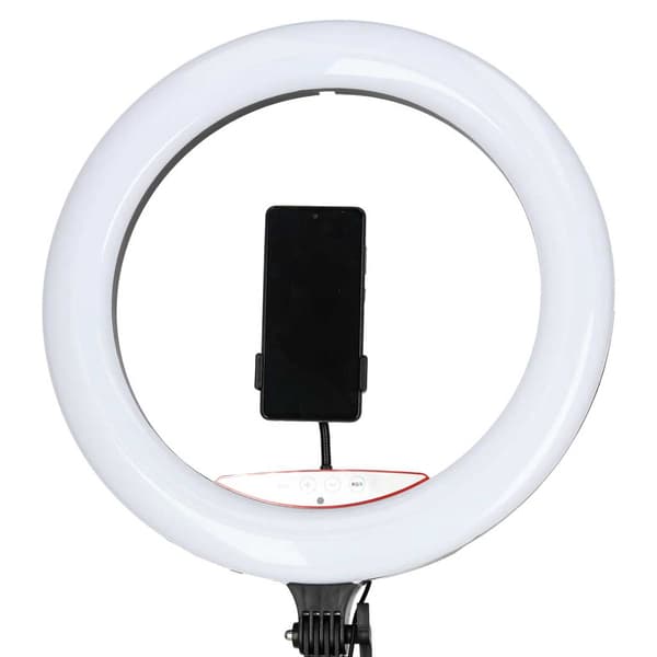 RGB LED-ringlys til selfies og videoer med stativ, 45 cm