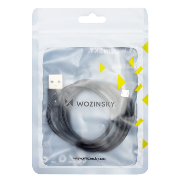 Stark flätad kabel USB microUSB 2.4A 1m svart