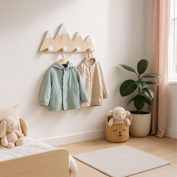 Väggklädhängare för barn, 4 krokar – Mountain Design