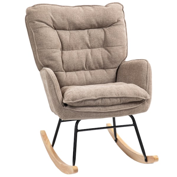 Gyngestol, lænestol, ammestol med chenille-look, gyngestol op til 120 kg bæreevne til soveværelse, stue, brun