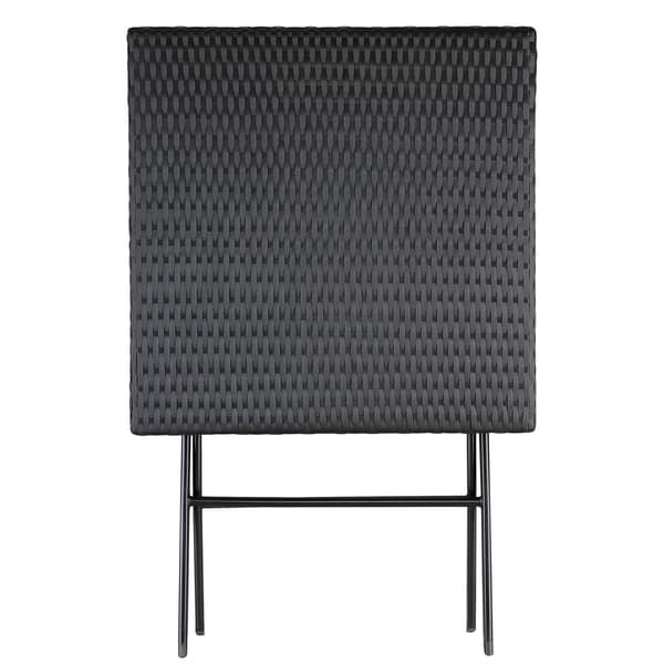 Fällbart rottingbord, svart, 63x73cm, utomhus-/inomhusbruk