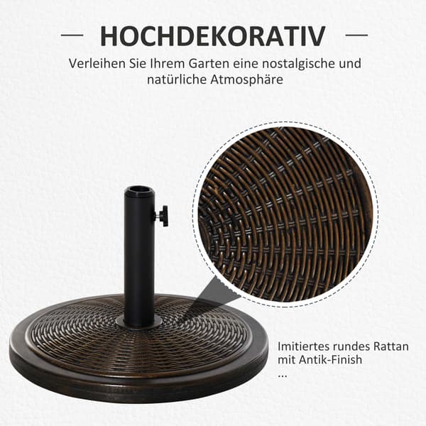 Parasolstativ til terrasse, bronze, passer til stænger på 35-48 mm