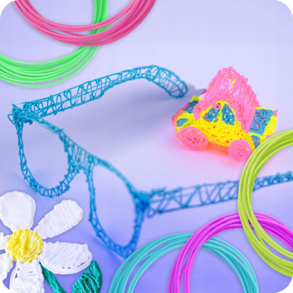 PLA-filament til 3D-penne, 10 farver, 50 meter i alt