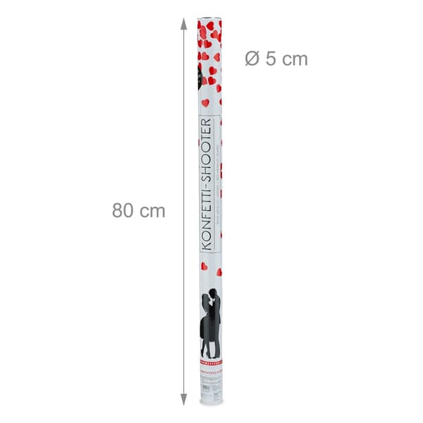 Konfettikanuuna 80 cm sydämet