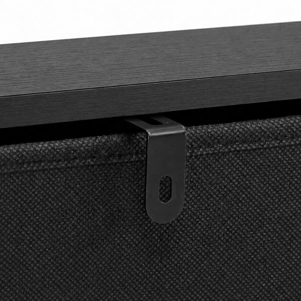 Sort stofkommode med 5 skuffer – metalramme, MDF-top