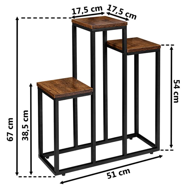 Loft växtställ, stålram, ekhylla, 67 cm