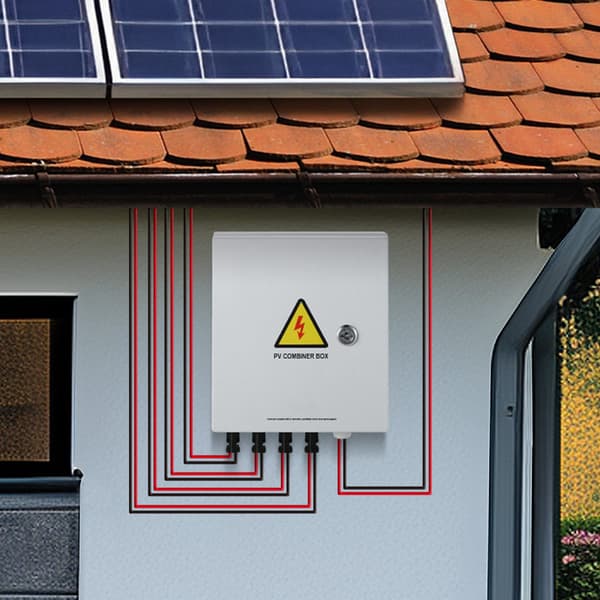 PV-kombinationsboks, 4-strenget, IP65, 15A sikring, 63A afbryder
