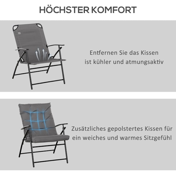 Campingstol Vikbar trädgårdsstol med metallram Justerbart ryggstöd Vikstol Vikstol för Pool Beach Oxford Grey Aosom