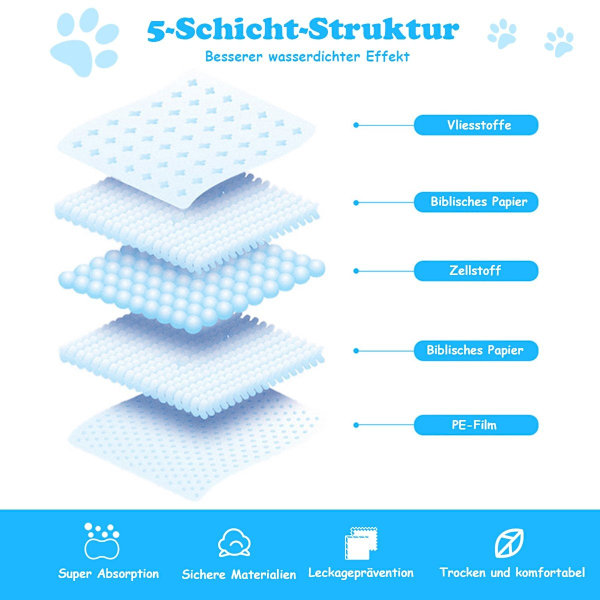 300 styks hundetræningsunderlag lækagesikre 5-lags design 60 x 40 cm