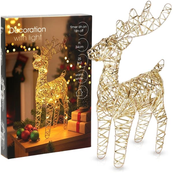 LED Renfigur, Guld, 34 cm, Timerfunktion