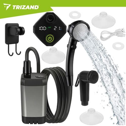 Bärbar campingdusch med 6000mAh batteri och pump