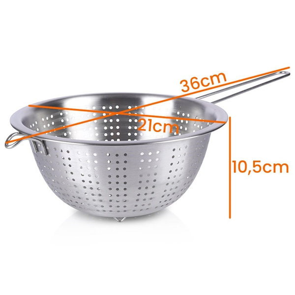 Pyöreä keittiösiivilä 21 cm - Ruostumaton teräs, kahva, monipuolinen