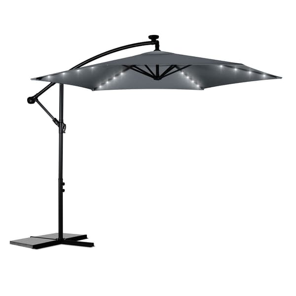 Sammenklappelig haveparaply 6 segmenter 350 cm med dæksel og lys Plonos PL-882