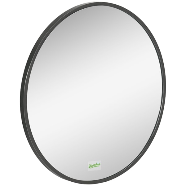 Kylpyhuonepeili, pyöreä peili, kylpyhuoneen peili alumiinirunkoisella, Ø50 cm seinäpeili olohuoneeseen, makuuhuoneeseen, kylpyhuoneeseen, IP44, musta