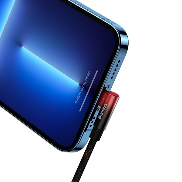 Kulmikas virransyöttökaapeli sivuilla USB-C-liittimellä Iphone Lightning 1m 20W punainen