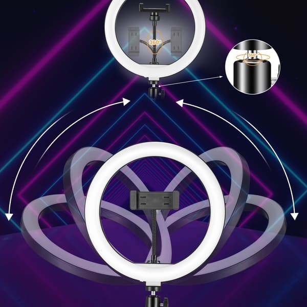 LED-ringlys RGB med stativ og telefonholder