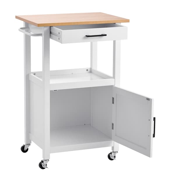 Köksö med låda, skåp och låsbara hjul, 45x59 cm, vit
