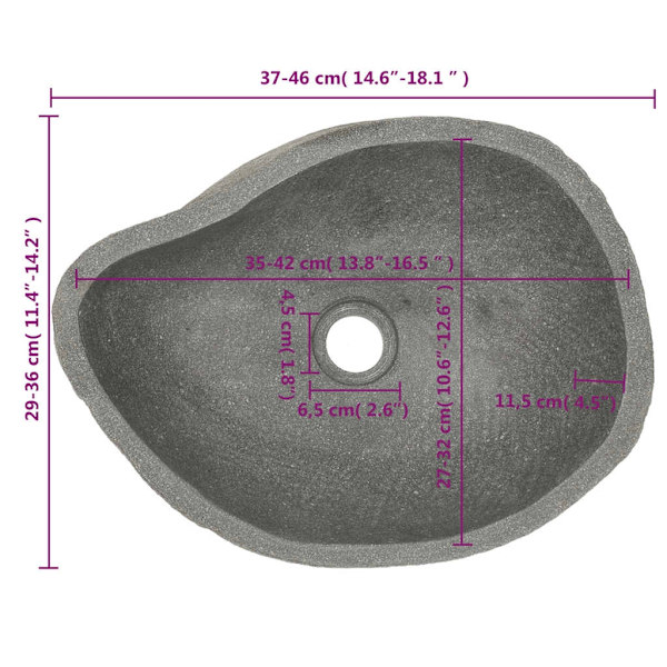 Vask flodsten oval (37-46)x(29-36) cm