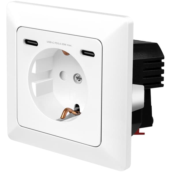 Vägguttag 230V med 2xUSB-C PD 25W