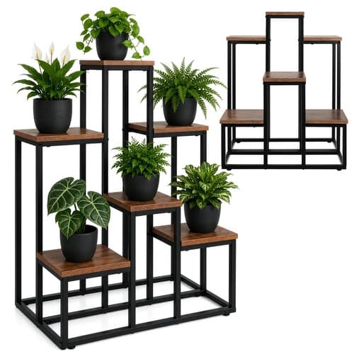 Metallväxtställ med 6 våningar, loftstil, 67 cm