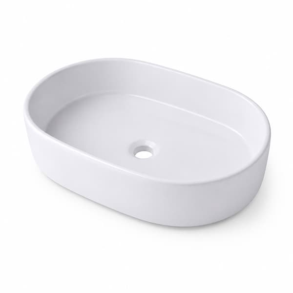 Bordvask i keramik, hvid, 55 x 34 x 14,5 cm