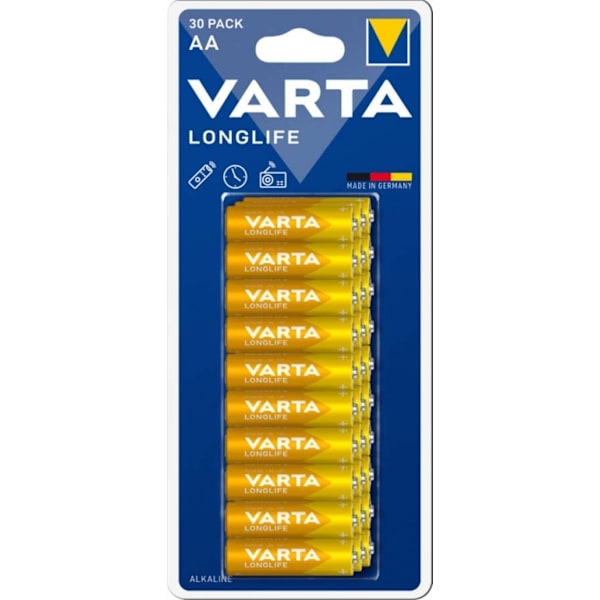 VARTA Longlife Alkaline AA batteri LR06, 30-pak