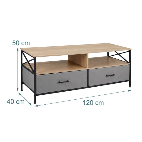TV Lavt bord med opbevaring, grå-sort, 120 cm