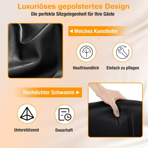 Ergonominen vierastuolisetti metallirungolla, musta