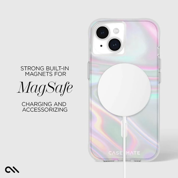 Case-Mate Soap Bubble MagSafe - Fodral för iPhone 15 / iPhone 14 / iPhone 13 (Iriserande)