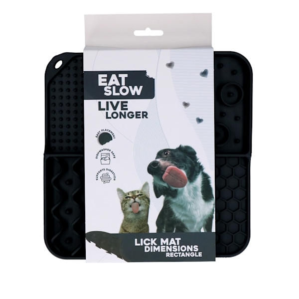 Syö Slow Live Longer Lick Mat Mitat Suorakulmio Harmaa