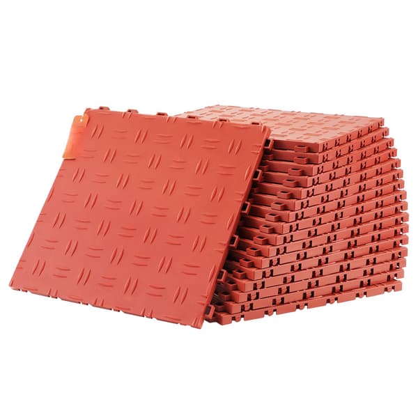 Sammanfogade garagegolvplattor, 30 x 30 cm, 25-pack, röda