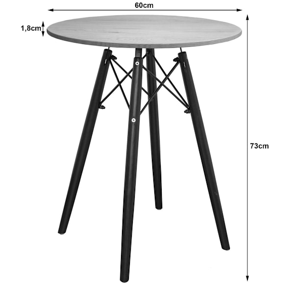 TODI sofabord, moderne skandinavisk brun rund plade, 60 cm