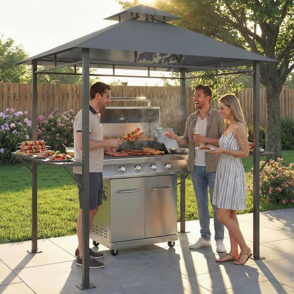 Grillpavillon 2,4x1,4m, ventileret tag, sidehylder