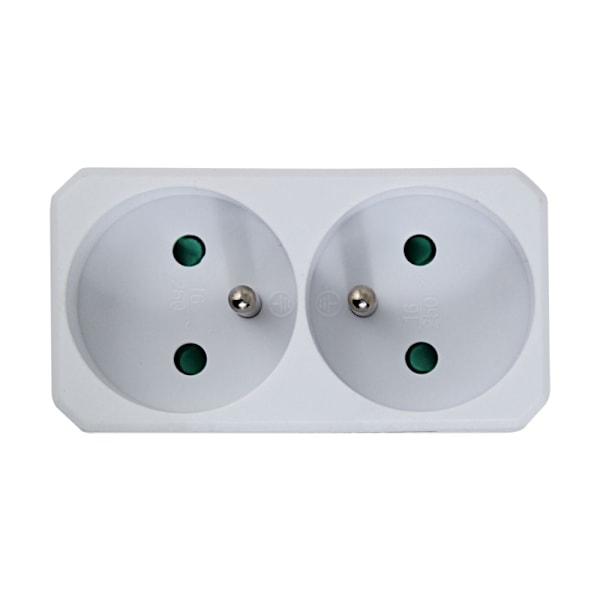 Esperanza Elec. Socket Splitter 2 Sockets Valkoinen
