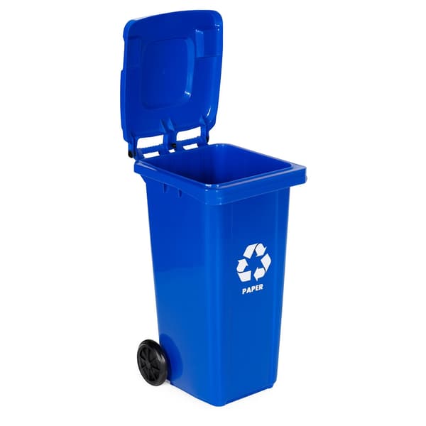 Affaldsbeholdersæt, 3x120L, HDPE, Blå/Grøn/Gul