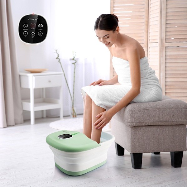Sammenklappeligt fodbad med varme fodbad med fjernbetjening massager 33,5 x 41 x 20,5 cm grøn