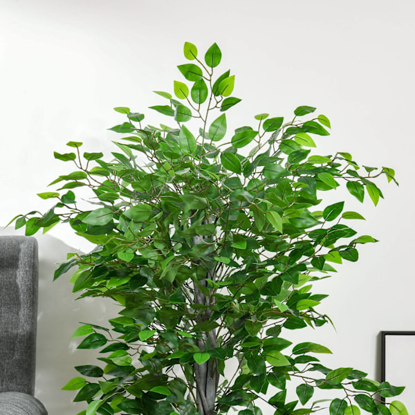 Kunstig Ficus Træ Stor 135 cm Kunstig Plante, Kunstig Plast Planter Ficus i Pot, Kunstigt Træ Som Ægte med Cement, Kunstigt Græs til Stue Soveværelse
