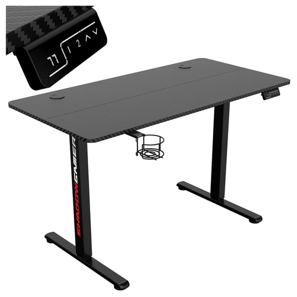 Elektrisk gamingbord, højdejusterbart, sort, 120 cm