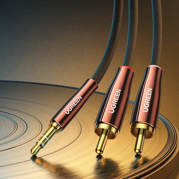 Kaapeli audio kuparijohto 3,5 mm minijakki - 2x RCA 2m