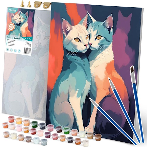 Maleri efter tal 40x50 cm Massido Cats