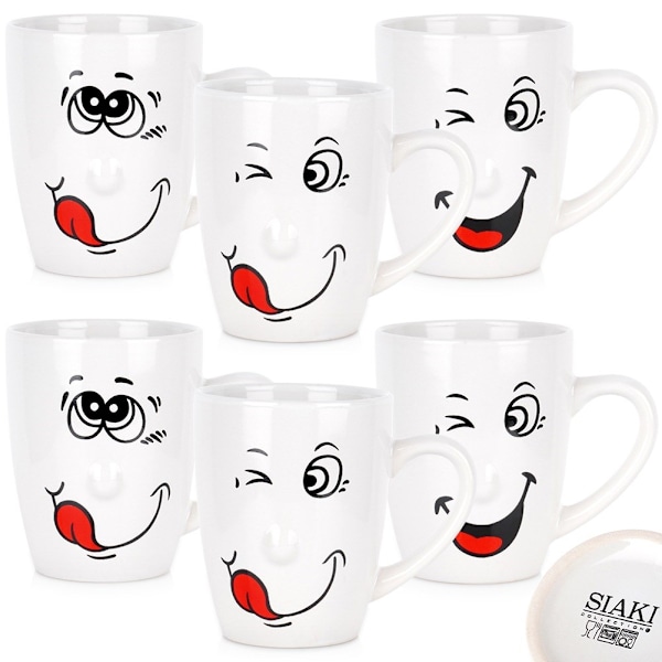Keramikkrus smiley 350 ml 6 stk.