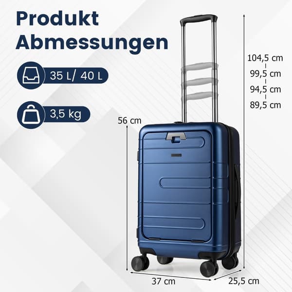 Expanderbart 20"" lätt PC Hardshell Bagage med USB-port