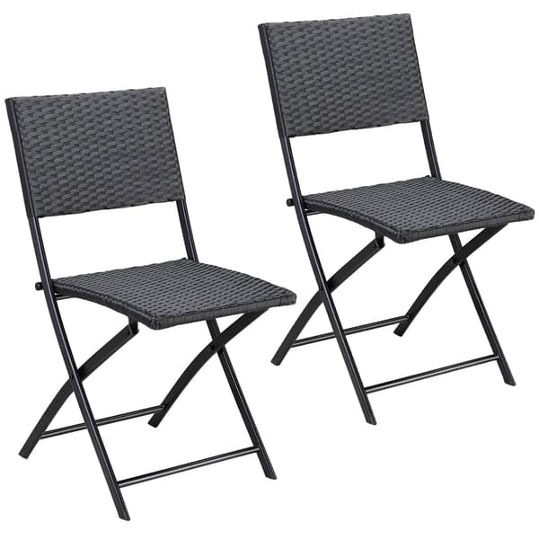 Fällbara stolar i polyrotting, 2-pack, svarta, för utomhus-/inomhusbruk