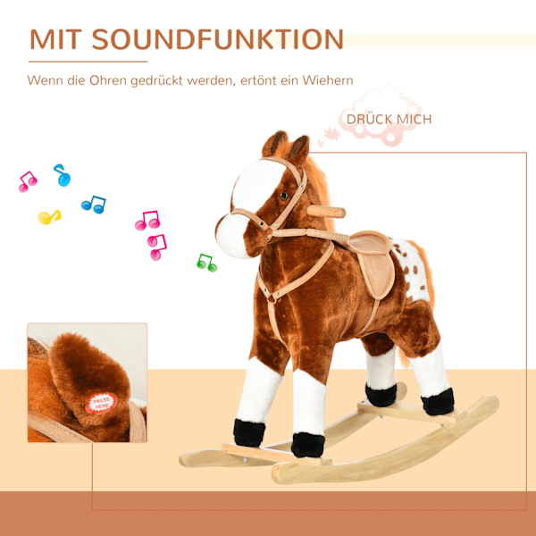 Gyngehest fra 3 år Gyngedyrlegetøj Neighing Brown 74x28x65cm til børn